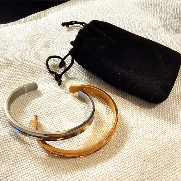 Unbranded Accessories - Stainless Steel Silvertone and Rosegold Tone Hair Tie Cuff Bracelet Set NWOT